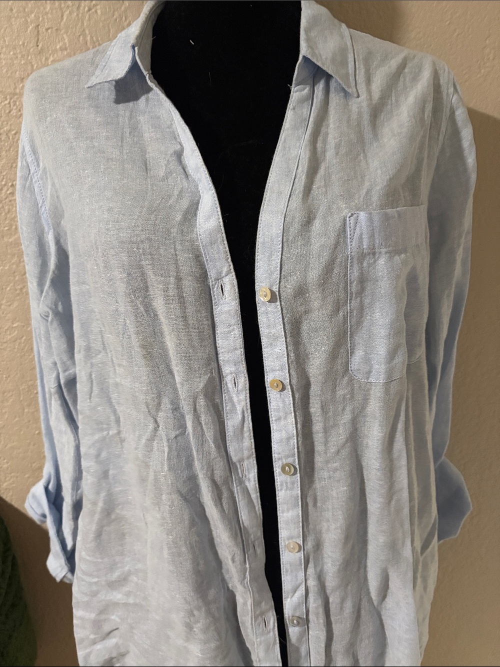 Light Blue Men's Linen Button-Up Shirt